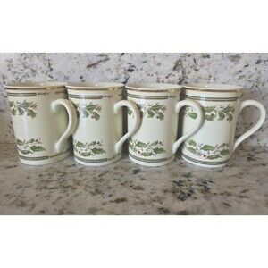 Vintage "HOLLY HOLIDAY" Konitz ~ Set of 4 ~ Mugs ~ 4" Tall GERMANY